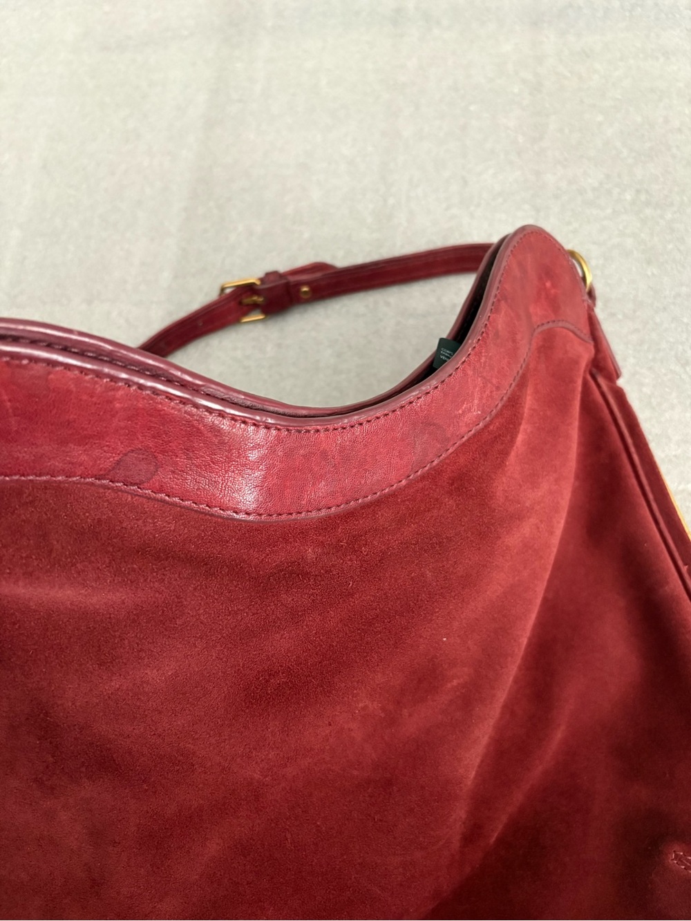 Club Monaco Burgundy Suede Leather Shoulder Bag with Leather Trim - Picture 4 of 14